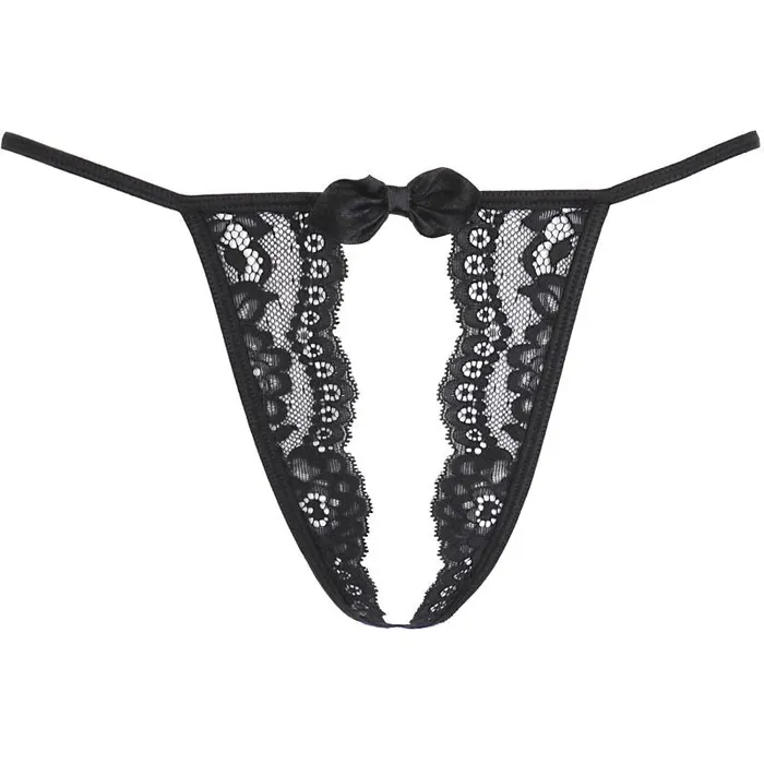 Axami Lingerie Lace Open Front GString Black Anal