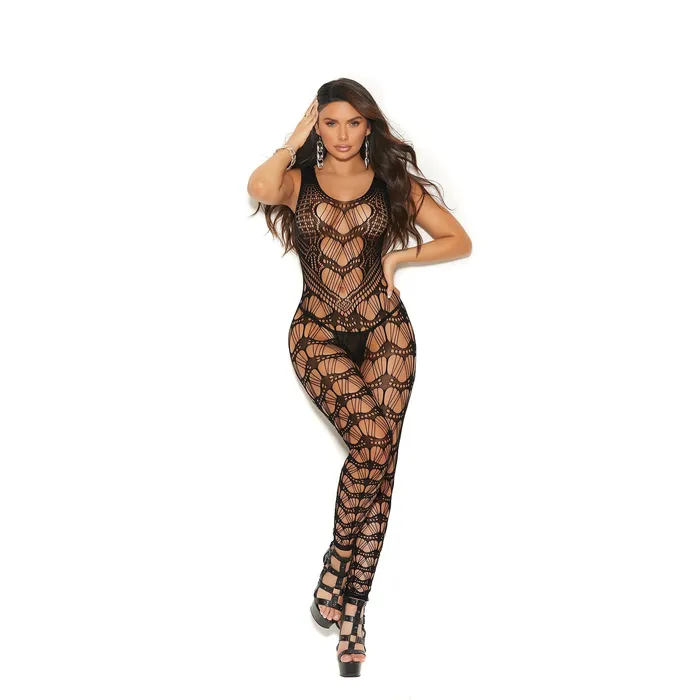 Elegant Moments Bodystockings Playsuits Crochet Net Bodystocking