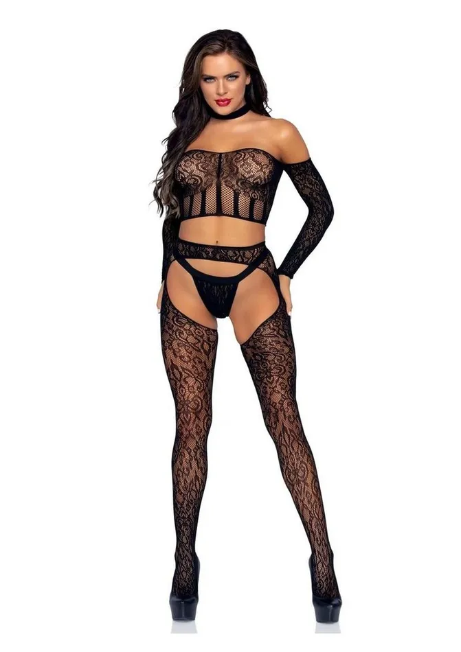 Leg Avenue Male Sex Toys Leg Avenue Lace Long Sleeve Halter Choker Crop Top Lace Suspender Hose and GString Leg Avenue Male Sex Toys Leg Avenue Lace Long Sleeve Halter Choker Crop Top Lace Suspender Hose and GString