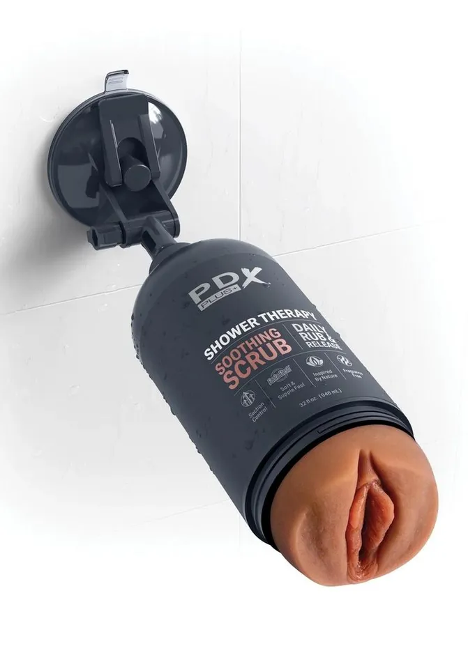 PDX Plus Male Sex Toys Pdx Plus Shower Therapy Soothing Scrub Discreet Stroker Caramel