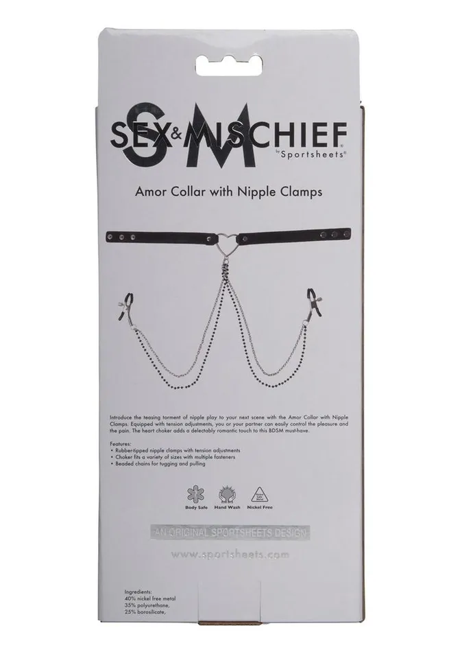 Sex and Mischief Amor Collar with Nipple Clamps Sex and Mischief Couples