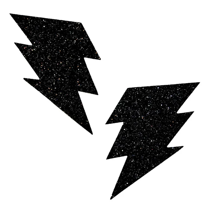 Black Malice Glitter Lightning Bolt Nipztix Pasties Neva Nude Anal