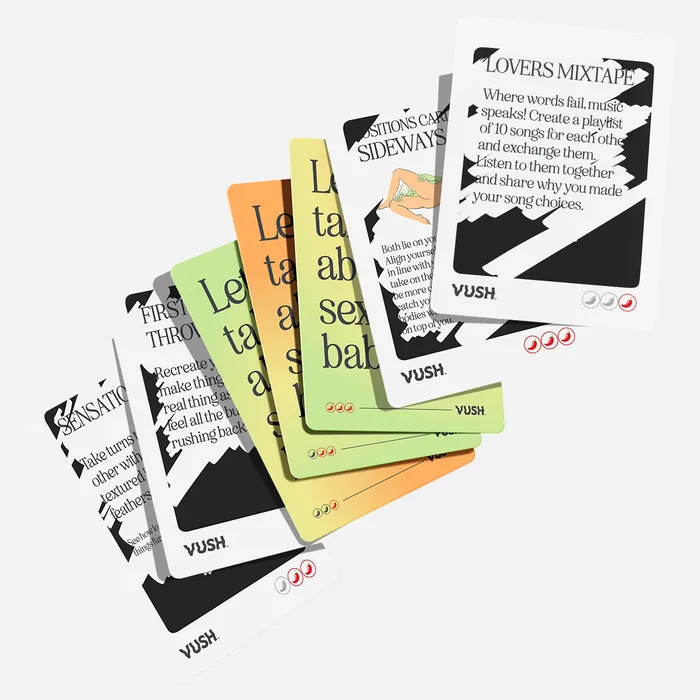 Female Sex Toys VUSH 100 Couples Challenge Cards with Scratch offs Date Night Ideas 3 levels of spice in travel box Female Sex Toys VUSH 100 Couples Challenge Cards with Scratch offs Date Night Ideas 3 levels of spice in travel box