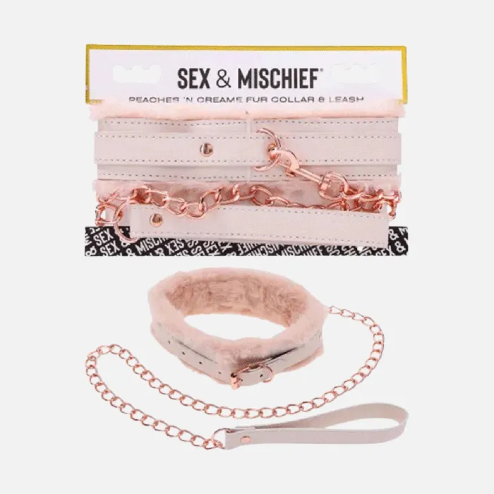 Sportsheets SM Peaches n CreaMe Fur Collar Leash Vibrators