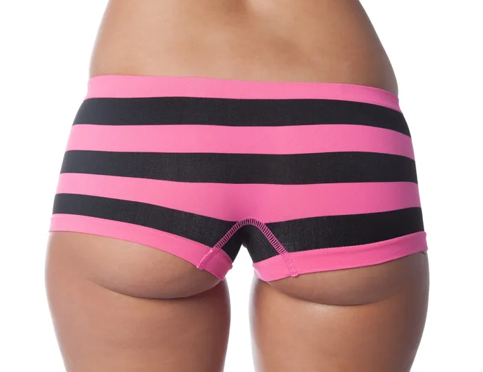 Sunset Intimates Stripey Boy Shorts in PinkBlack Vibrators