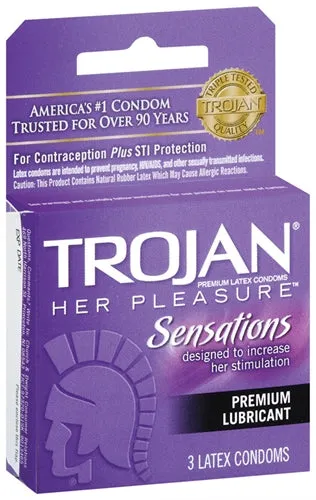 Trojan Her Pleasure Sensations Lubricated Condoms 3 Pack Paradise Marketing Female Sex Toys Trojan Her Pleasure Sensations Lubricated Condoms 3 Pack Paradise Marketing Female Sex Toys