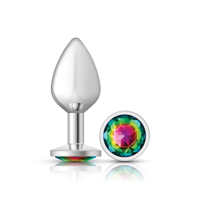 Viben Anal Cheeky CharmsSilver Metal Butt Plug RoundRainbowMedium