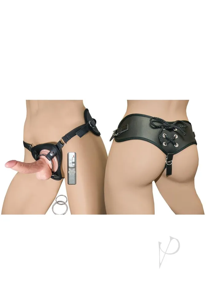 All American Whoppers Vibrating Curved Dildo with Balls Universal Harness and Wired Remote Control 5in Vanilla Whoppers Female Sex Toys
