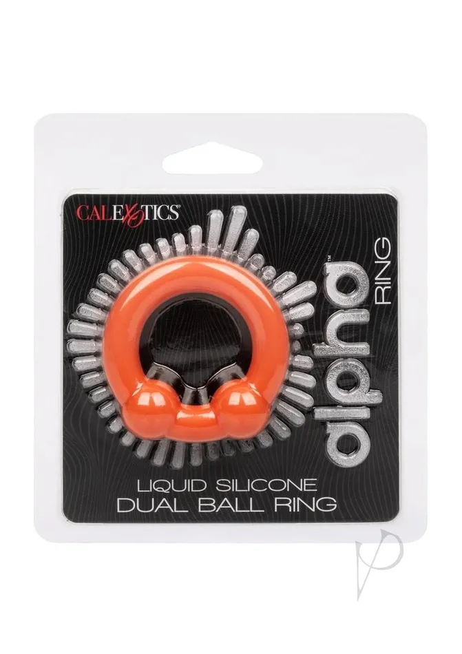 Alpha Liquid Silicone Dual Ball Ring Orange Alpha Male Sex Toys