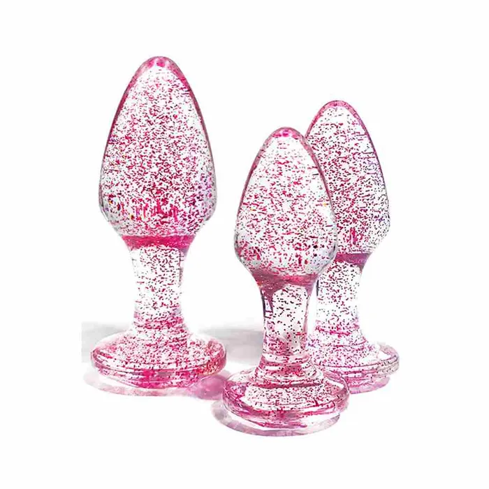 Anal Adam Eve Pink Glitter Gem 3Piece Butt Plug Set Wild Night Fantasies