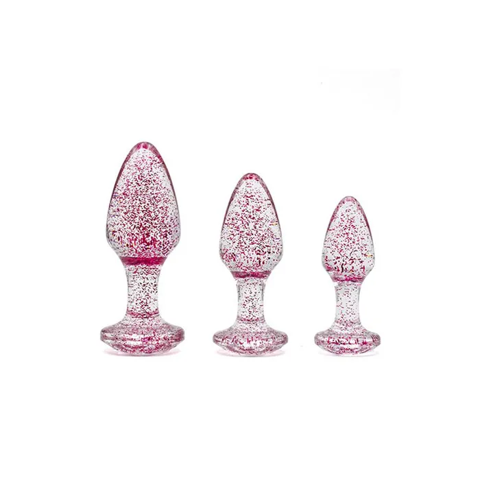 Anal Adam Eve Pink Glitter Gem 3Piece Butt Plug Set Wild Night Fantasies