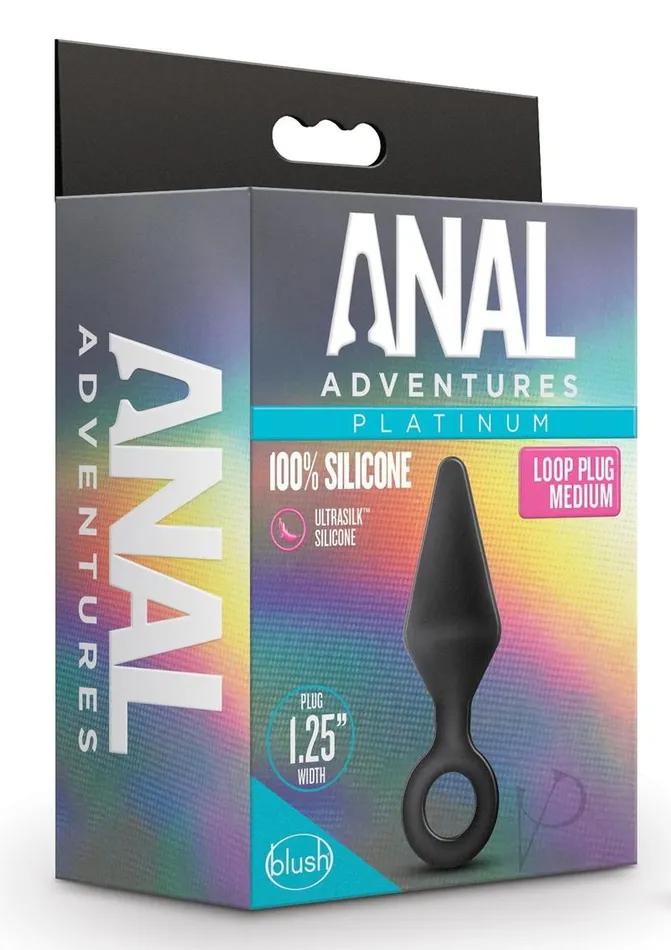 Anal Adventures Male Sex Toys Anal Adventures Platinum Loop Plug Medium Black Anal Adventures Male Sex Toys Anal Adventures Platinum Loop Plug Medium Black
