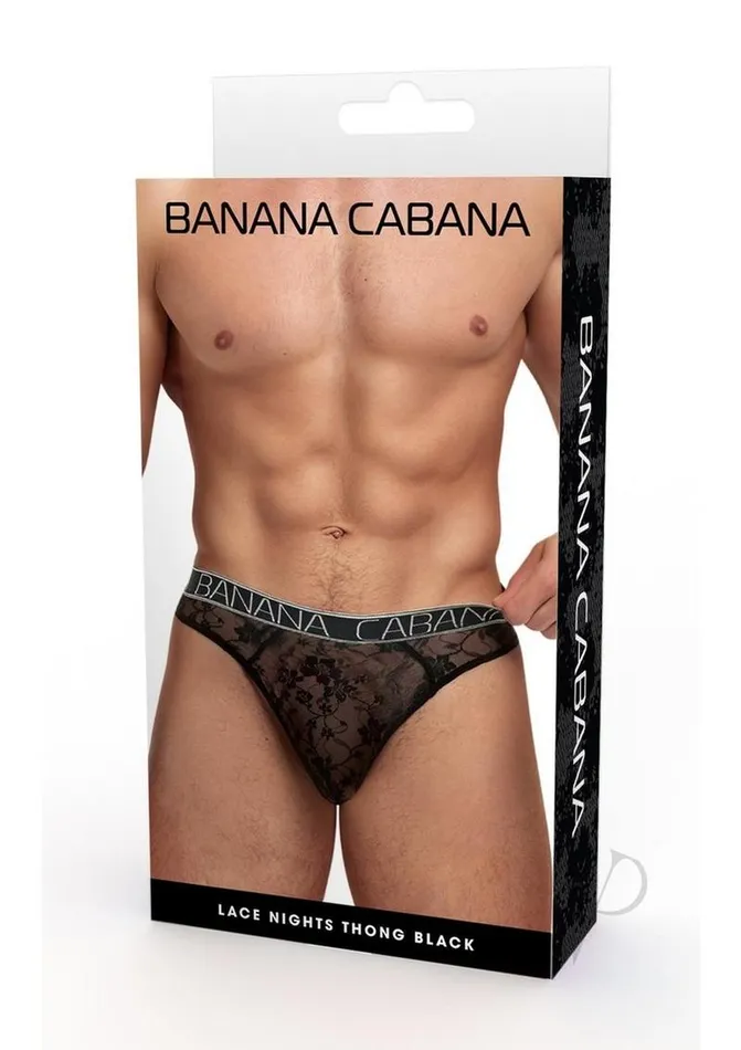 Anal Banana Cabana Banana Cabana Lace Nights Thong MediumLarge Black