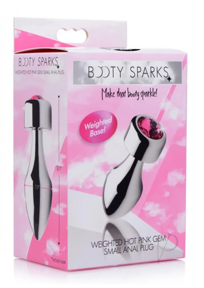 Anal Booty Sparks Booty Sparks Weighted Base Aluminum Plug Gem Small Pink
