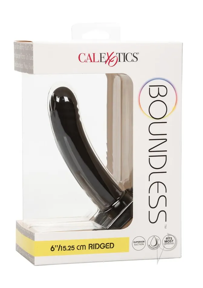 Anal Boundless Silicone Ridged Probe 6in Black Boundless