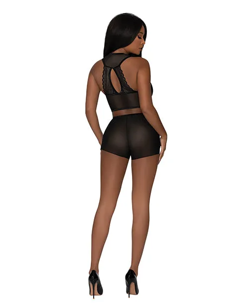 Anal Exposed Modern Romance Tie Front Halter Tap Pant Black SM Anal Exposed Modern Romance Tie Front Halter Tap Pant Black SM