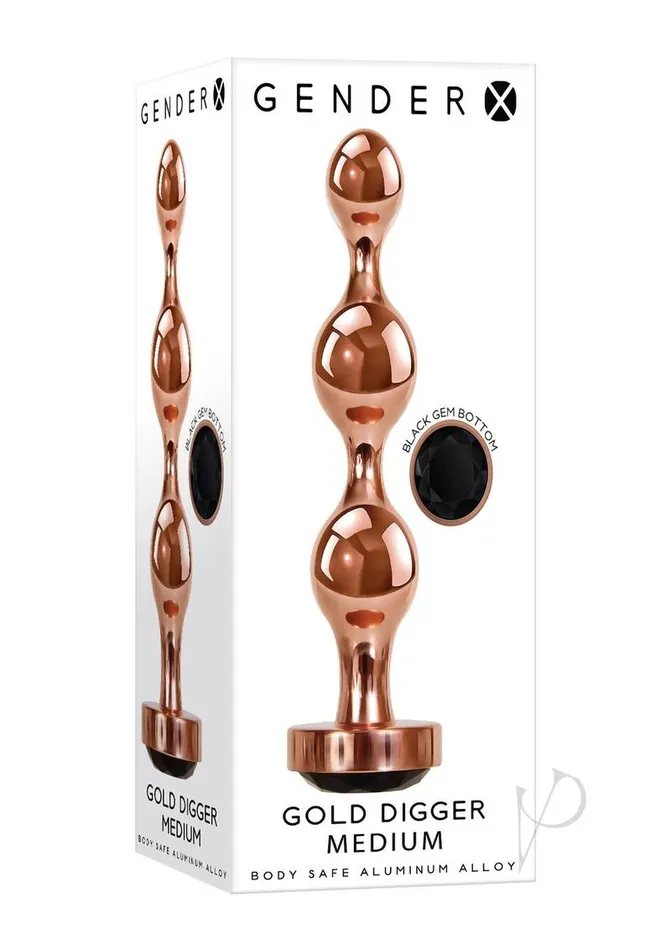 Anal Gender X Gold Digger Anal Plug Medium Rose GoldBlack Gender X
