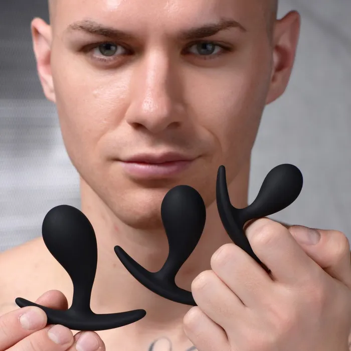 Anal Master Series Dark Droplets 3 Piece Curved Silicone Anal Trainer Set