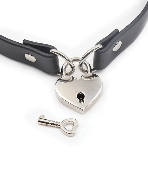 Anal Plesur Plesur PVC Collar wHeart Lock Black Anal Plesur Plesur PVC Collar wHeart Lock Black
