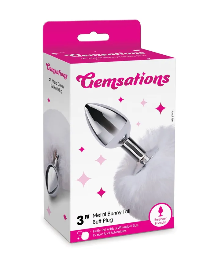 Anal Rainbow Party Gemsations 295 Metal Bunny Tail Butt Plug Silver