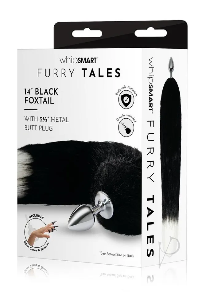 Anal Whipsmart Whipsmart Metal Plug with 14in Indigo Fox Tail 25in Black