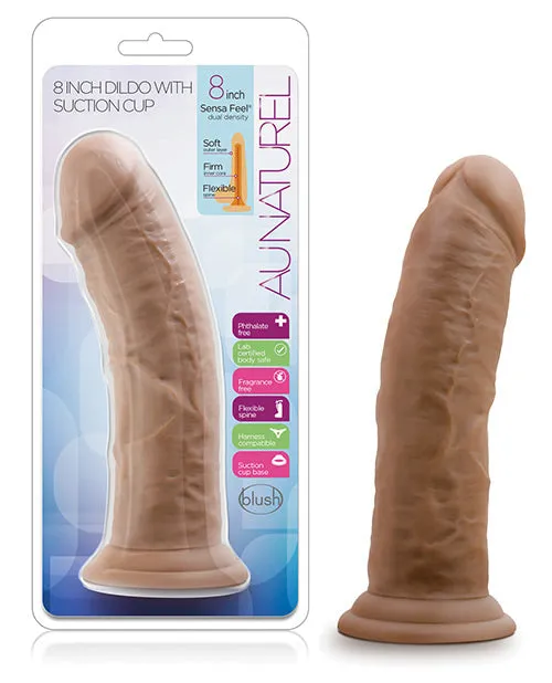 Au Naturel Dildo with Suction Cup 8in Caramel Au Naturel Female Sex Toys