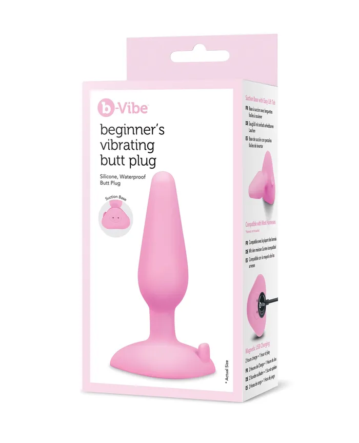 BVibe Beginners Vibrating Rechargeable Silicone Butt Plug Pink B Vibe Anal BVibe Beginners Vibrating Rechargeable Silicone Butt Plug Pink B Vibe Anal