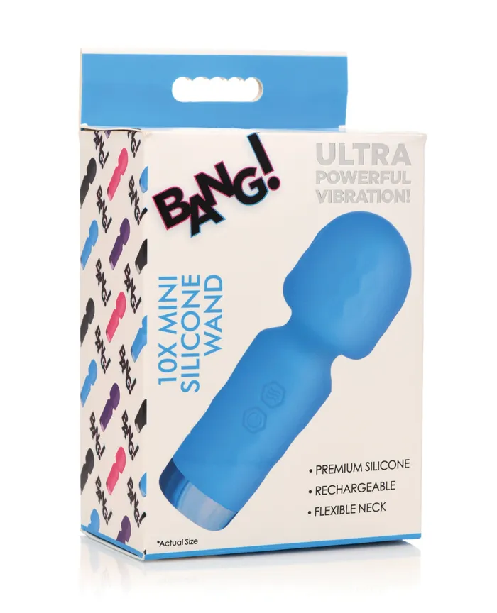 Bang 10X Mini Silicone Rechargeable Wand Blue Bang Vibrators