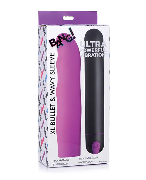 Bang Bang XL Bullet Wavy Silicone Sleeve Purple Female Sex Toys Bang Bang XL Bullet Wavy Silicone Sleeve Purple Female Sex Toys