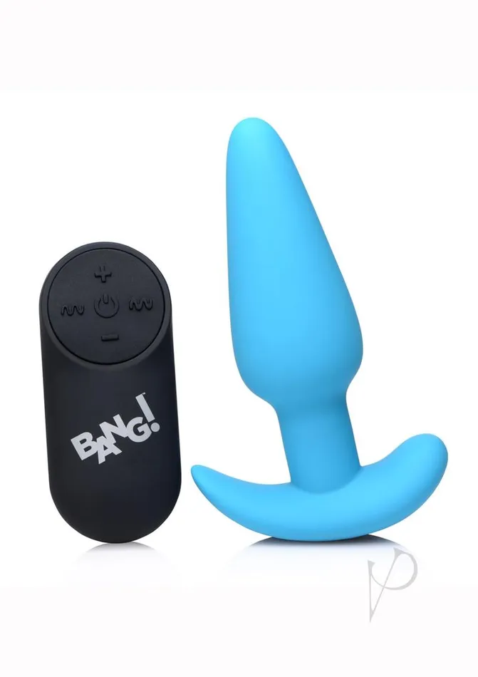 Bang Female Sex Toys Bang 21x Vibrating Silicone Rechargeable Butt Plug with Remote Control Blue