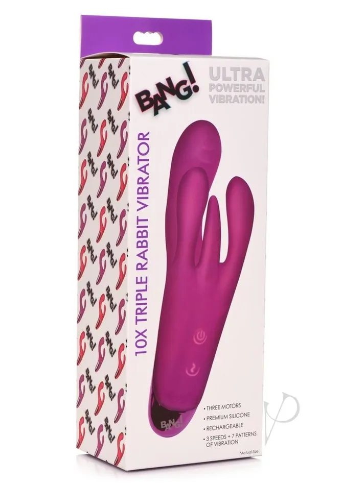 Bang Vibrators Bang Triple Rabbit Silicone Vibrator Purple
