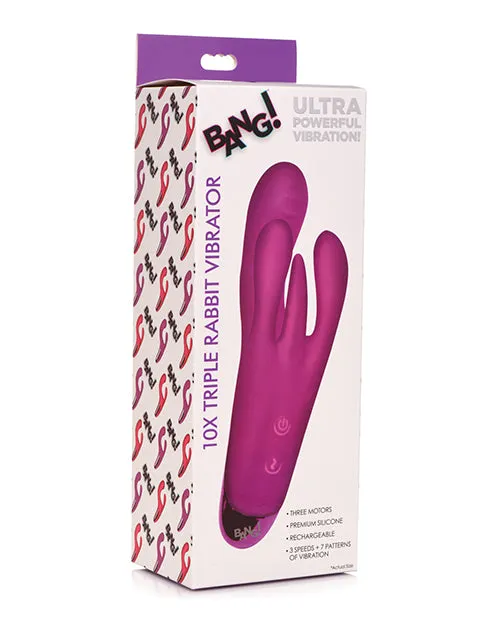 Bang Vibrators Bang Triple Rabbit Silicone Vibrator Purple