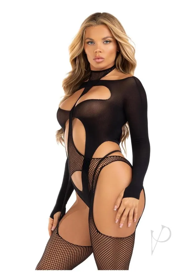 Bodystockings Playsuits Leg Avenue Leg Avenue Fishnet Halter Suspender Bodystocking and Layered Opaque CutOut Teddy 2 Piece OS Black Bodystockings Playsuits Leg Avenue Leg Avenue Fishnet Halter Suspender Bodystocking and Layered Opaque CutOut Teddy 2 Piece OS Black