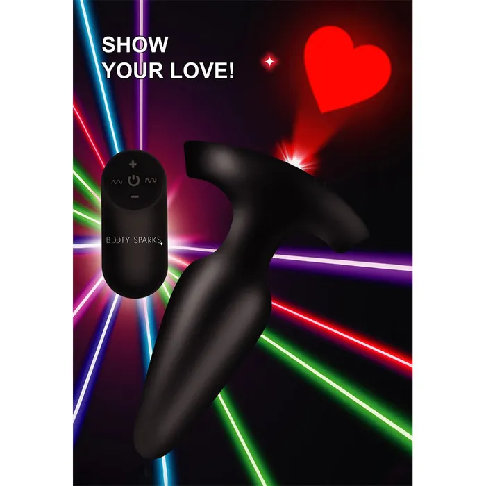 Booty Sparks 28X Laser Heart Silicone Anal Plug with Remote Male Sex Toys