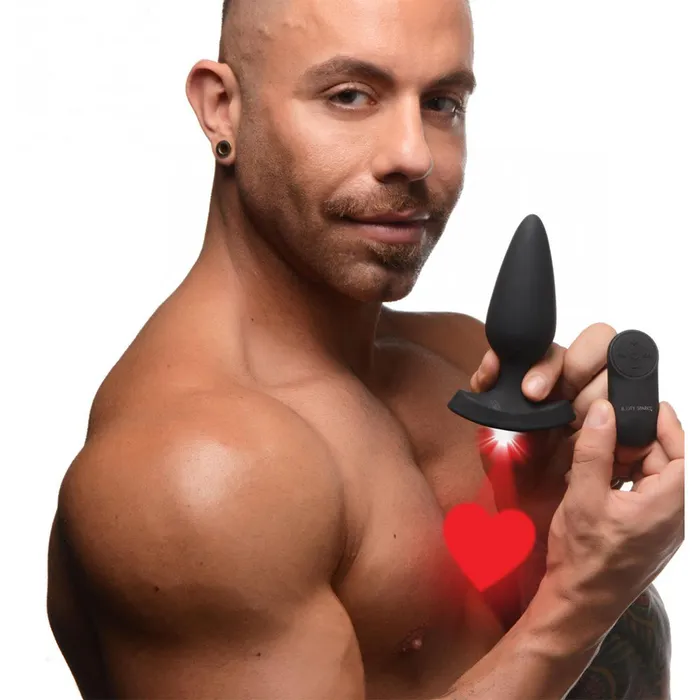 Booty Sparks 28X Laser Heart Silicone Anal Plug with Remote Male Sex Toys