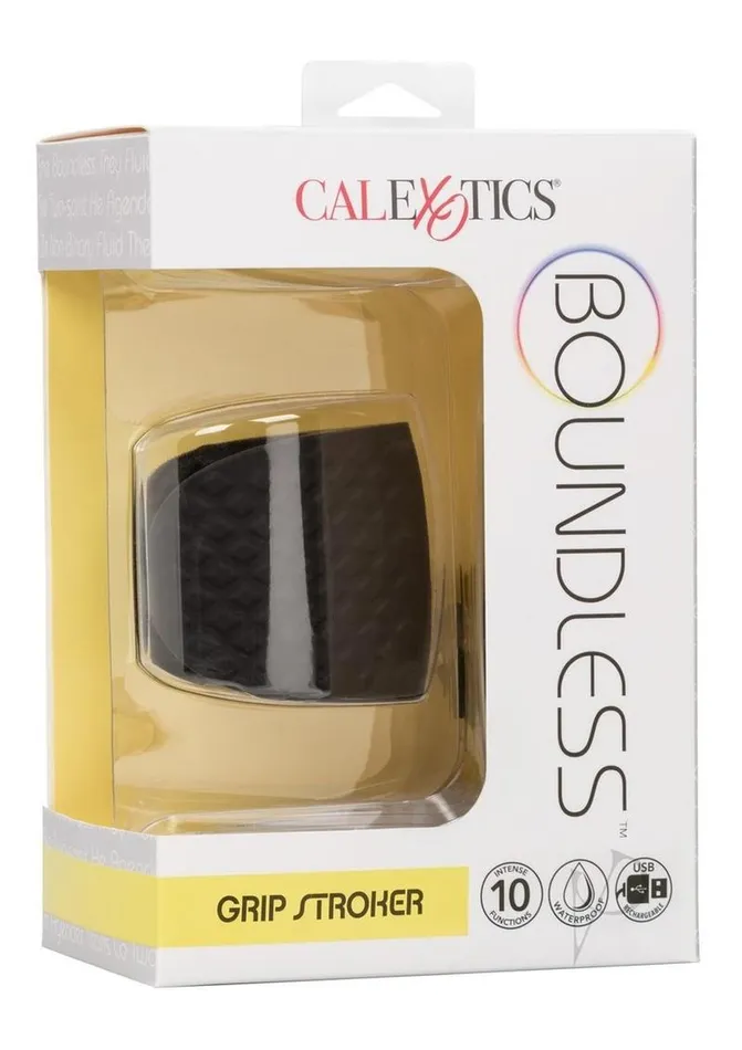 Boundless Male Sex Toys Boundless Grip Rechargeable Silicone Stroker Black