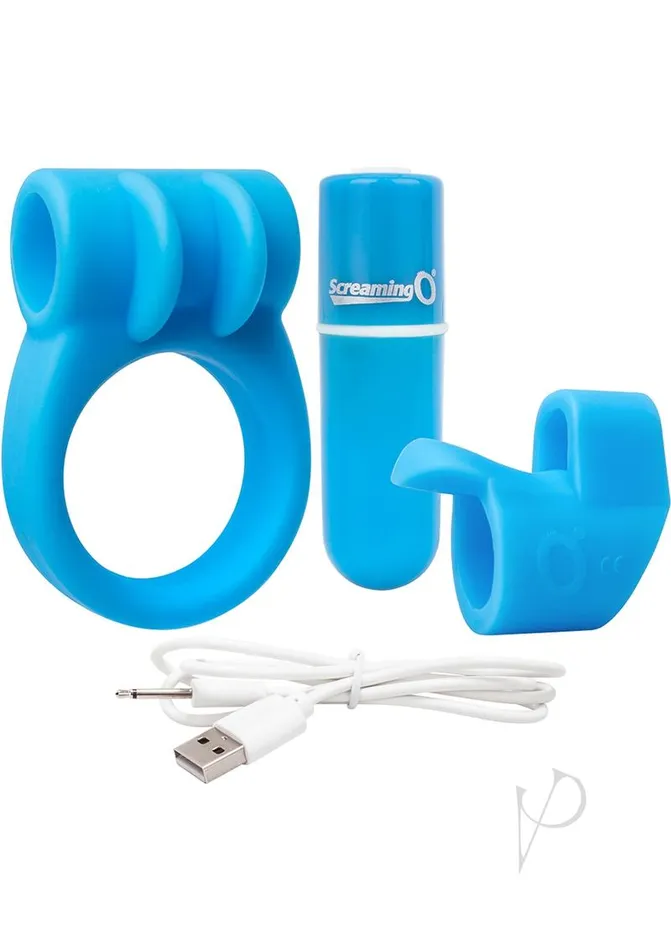 Charged Anal Charged Combo USB Rechargeable Silicone Kit 1 Blue