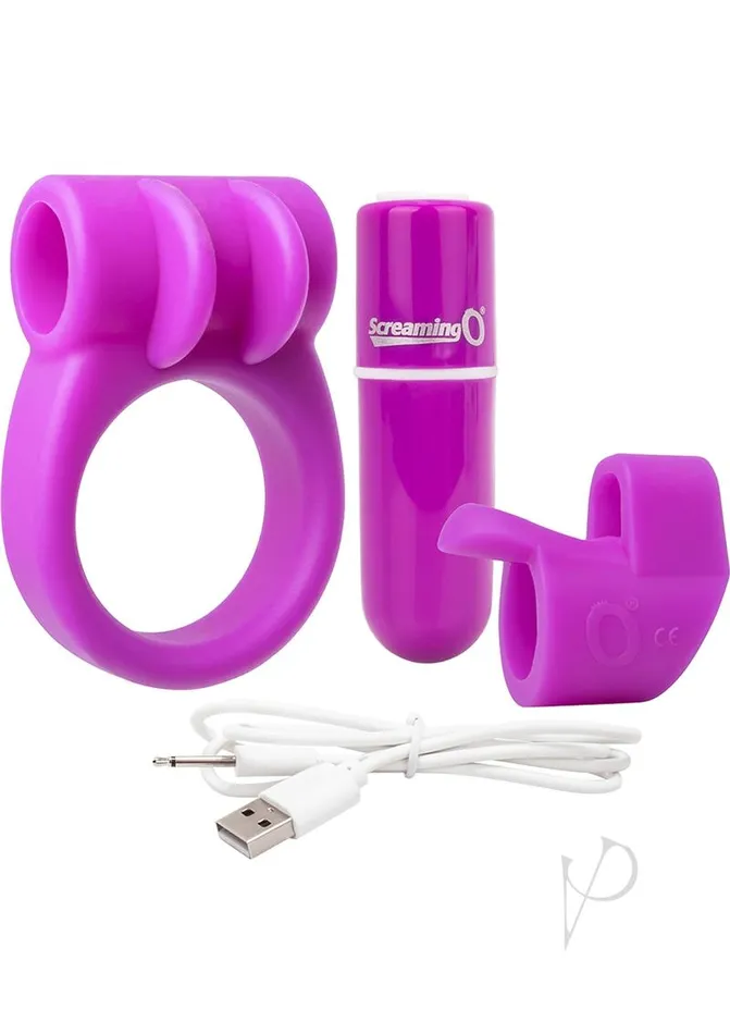 Charged Anal Charged Combo USB Rechargeable Silicone Kit 1 Purple