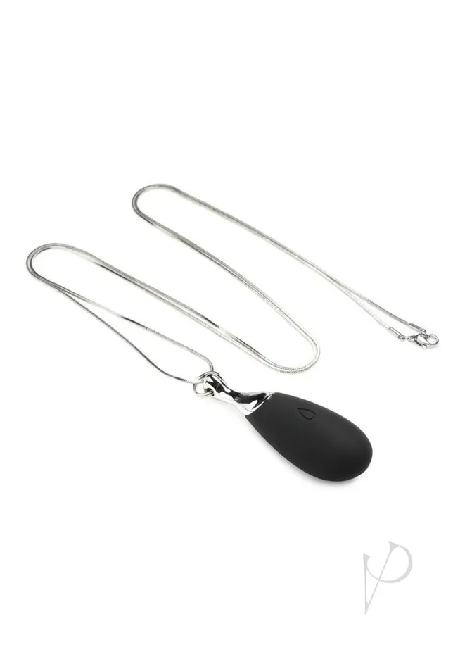 Charmed Female Sex Toys Charmed 10X Vibrating Silicone Teardrop Necklace Rechargeable Stimulator BlackSilver