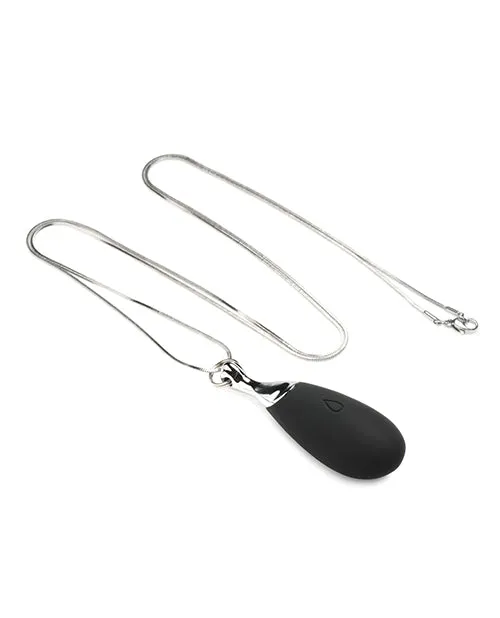 Charmed Female Sex Toys Charmed 10X Vibrating Silicone Teardrop Necklace Rechargeable Stimulator BlackSilver