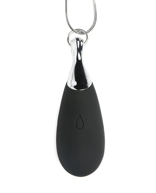 Charmed Female Sex Toys Charmed 10X Vibrating Silicone Teardrop Necklace Rechargeable Stimulator BlackSilver