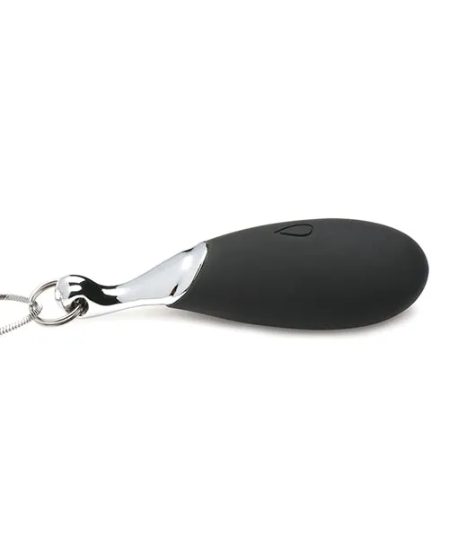 Charmed Female Sex Toys Charmed 10X Vibrating Silicone Teardrop Necklace Rechargeable Stimulator BlackSilver