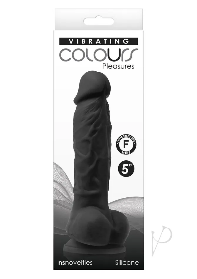 Colours Pleasures Silicone Vibrating Dildo with Balls 5in Black Colours Female Sex Toys Colours Pleasures Silicone Vibrating Dildo with Balls 5in Black Colours Female Sex Toys
