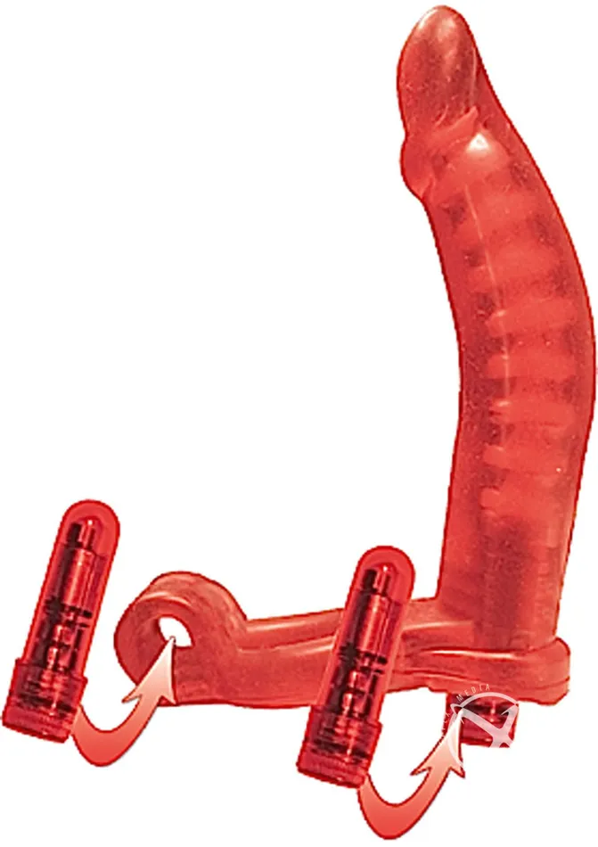 Couples Double Penetrator Double Penetrator Ultimate Cock Ring with Vibrating Dildo Red Couples Double Penetrator Double Penetrator Ultimate Cock Ring with Vibrating Dildo Red