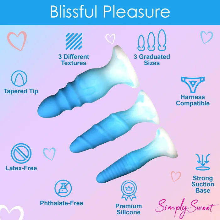 Curve Toys Anal 3 Piece Silicone Butt Plug Set