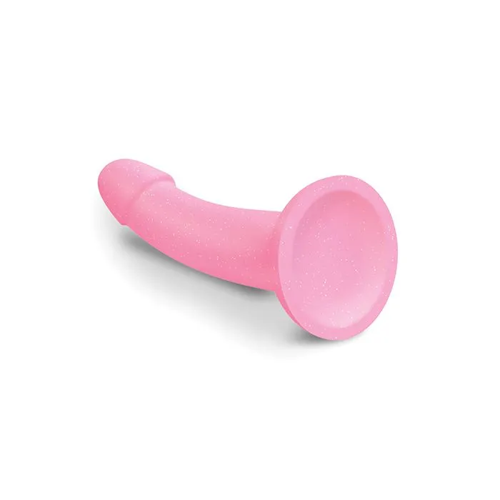 Curved Suction Cup Dildolls Glitzy Glitter Pink Love to Love Dildos