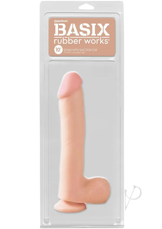 Dildos Basix Dong Suction Cup 10in Vanilla Basix Rubber Works