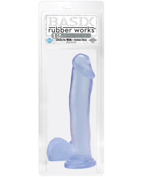 Dildos Basix Rubber Works Basix Rubber Works Dong with Suction Cup 12in Clear