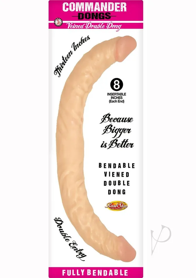 Dildos Commander Commander Dongs Veined Double Dong Bendable Dildo 13in Vanilla