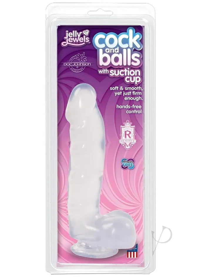 Dildos Doc Johnson Jelly Jewels Dildo with Balls 6in Clear